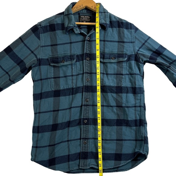Filson Flannel Work Shirt Blue Navy Plaid Long Sleeve Button Up Mens M‎ Cotton - Picture 8 of 8